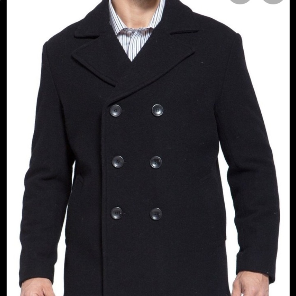 Express Men's Black Wool Blend Pea Coat